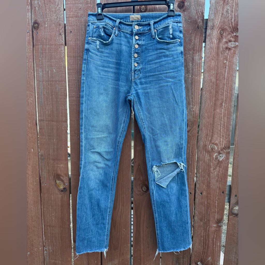 Mother Denim Jeans The Pixxie Dazzler Ankle Fray In Love Pop Women’s Size 27
